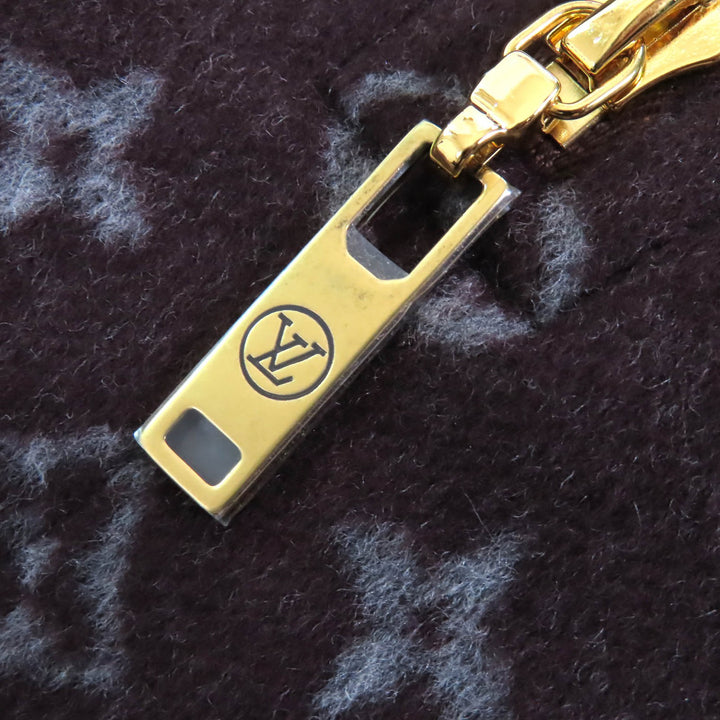 極美△LOUIS VUITTON ルイヴィトン 21AW 1A90Z6 モノグラム マルタンガール ウール シルク ロゴボタン ミニスカート ブラウン 34 正規品