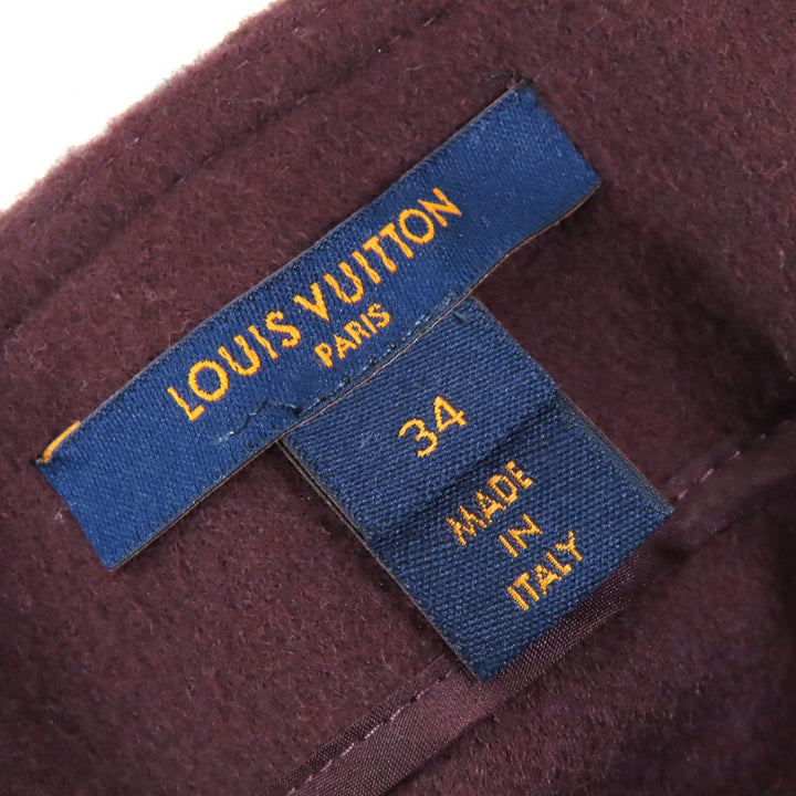 極美△LOUIS VUITTON ルイヴィトン 21AW 1A90Z6 モノグラム マルタンガール ウール シルク ロゴボタン ミニスカート ブラウン 34 正規品