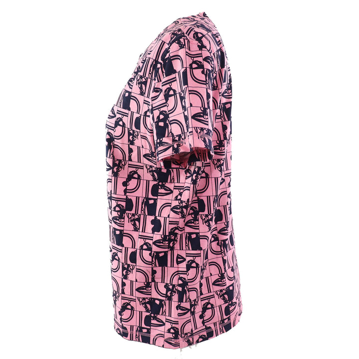 極美△HERMES エルメス 21AW コットン100％ BRIDES de GALA ブリッド ドゥ ガラ 式典用馬勒 クルーネック 半袖Ｔシャツ ピンク 40 正規品