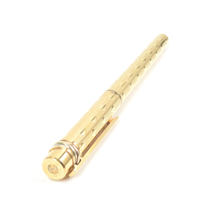 美品□Cartier カルティエ トリニティ ドゥ ペン先18K Mニブ ダイヤモンド柄 キャップ式 万年筆 ゴールド フランス製 メンズ 希少