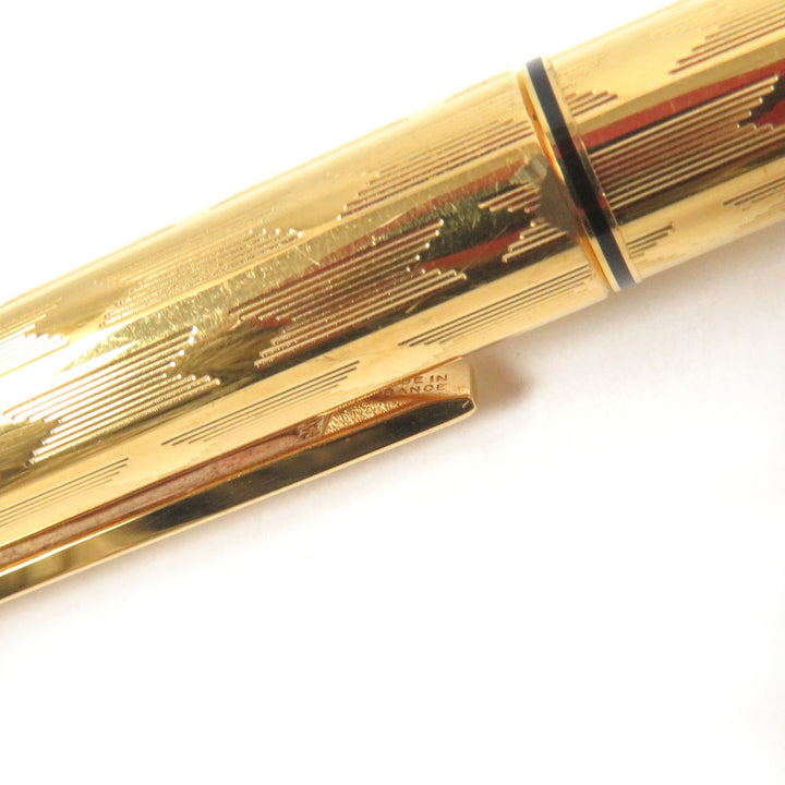 美品□Cartier カルティエ トリニティ ドゥ ペン先18K Mニブ ダイヤモンド柄 キャップ式 万年筆 ゴールド フランス製 メンズ 希少