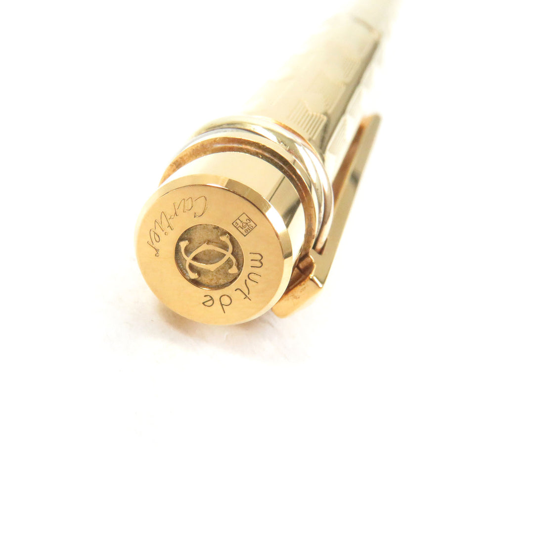 美品□Cartier カルティエ トリニティ ドゥ ペン先18K Mニブ ダイヤモンド柄 キャップ式 万年筆 ゴールド フランス製 メンズ 希少