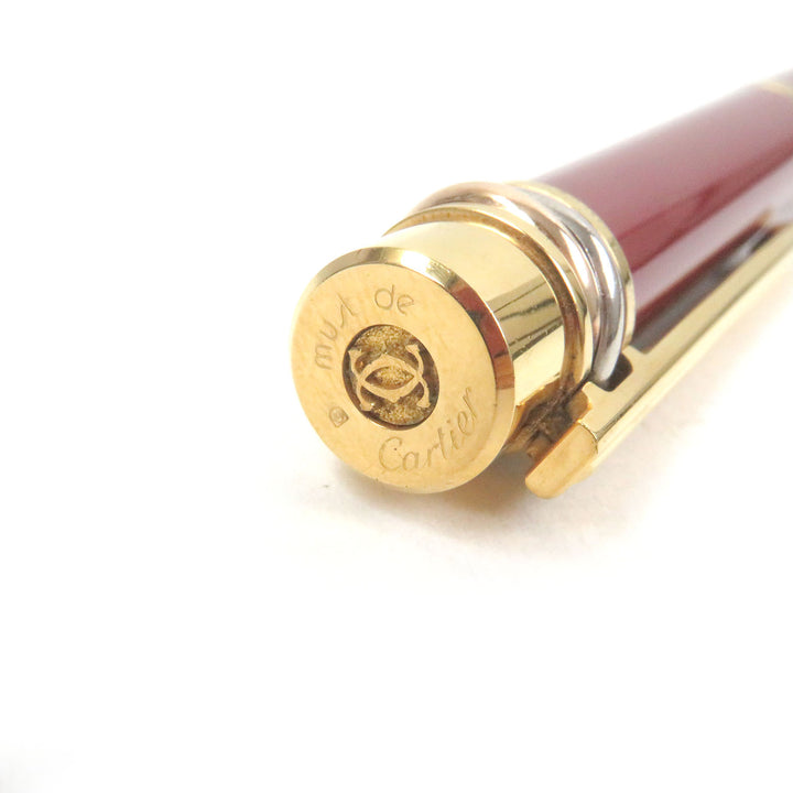 美品□Cartier カルティエ マストドゥ カルティエ トリニティ キャップ ボールペン ステーショナリー ボルドー ゴールド スイス製 メンズ
