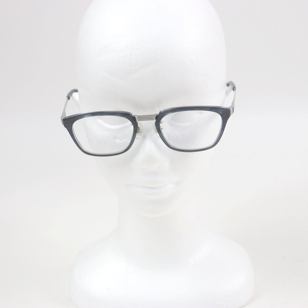 極美品□Opticien Loyd オプティシァンロイド LY-01 マーブル ウェリントン メガネ 眼鏡 アイウェア ネイビー 51□21-143 日本製 メンズ
