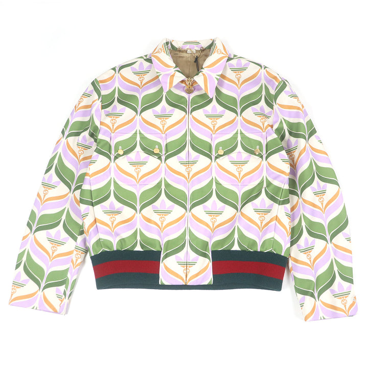 未使用品□GUCCI×adidas グッチ×アディダス 691425 トレフォイル GGロゴ ウェブライン ブルゾン マルチカラー 48 イタリア製 正規品