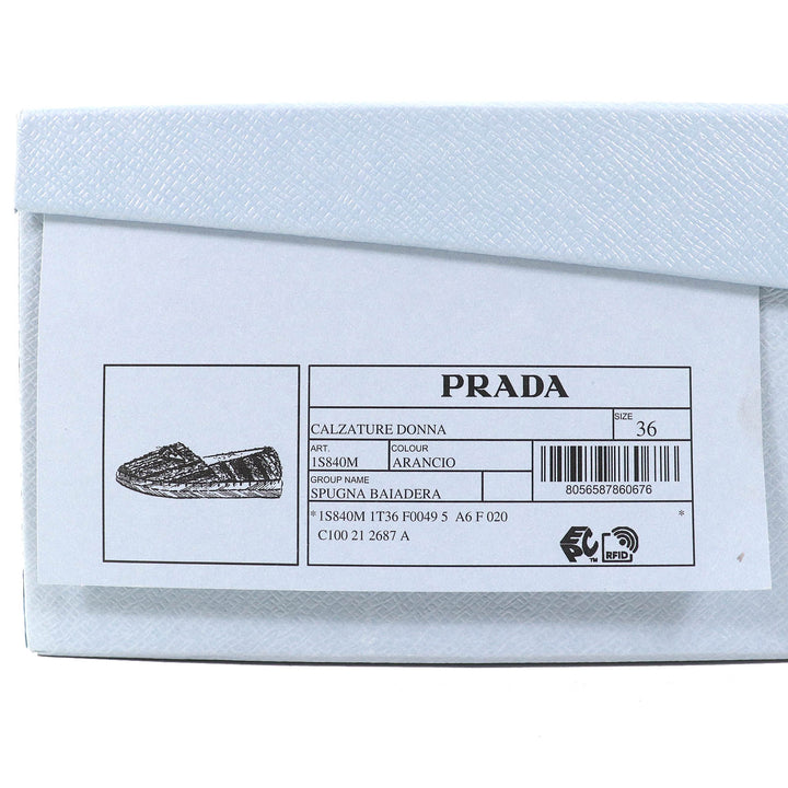 未使用品△PRADA プラダ 1S840M テリークロス トライアングルロゴ エスパドリーユ フラットシューズ スリッポン ARANCIO 36 保存袋付き