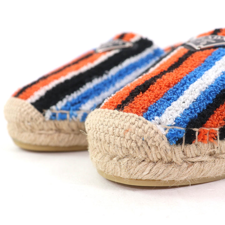 未使用品△PRADA プラダ 1S840M テリークロス トライアングルロゴ エスパドリーユ フラットシューズ スリッポン ARANCIO 36 保存袋付き