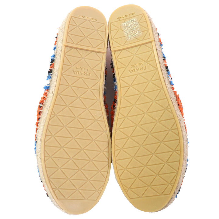 未使用品△PRADA プラダ 1S840M テリークロス トライアングルロゴ エスパドリーユ フラットシューズ スリッポン ARANCIO 36 保存袋付き