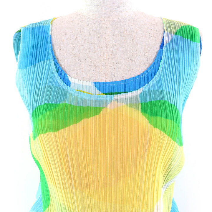 極美品△PLEATS PLEASE プリーツプリーズ イッセイミヤケ PP81-JK713 水玉 ノースリーブ レイヤード チュニック ワンピース 3 正規品