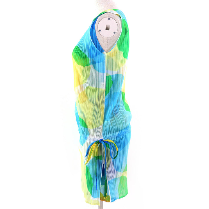 極美品△PLEATS PLEASE プリーツプリーズ イッセイミヤケ PP81-JK713 水玉 ノースリーブ レイヤード チュニック ワンピース 3 正規品