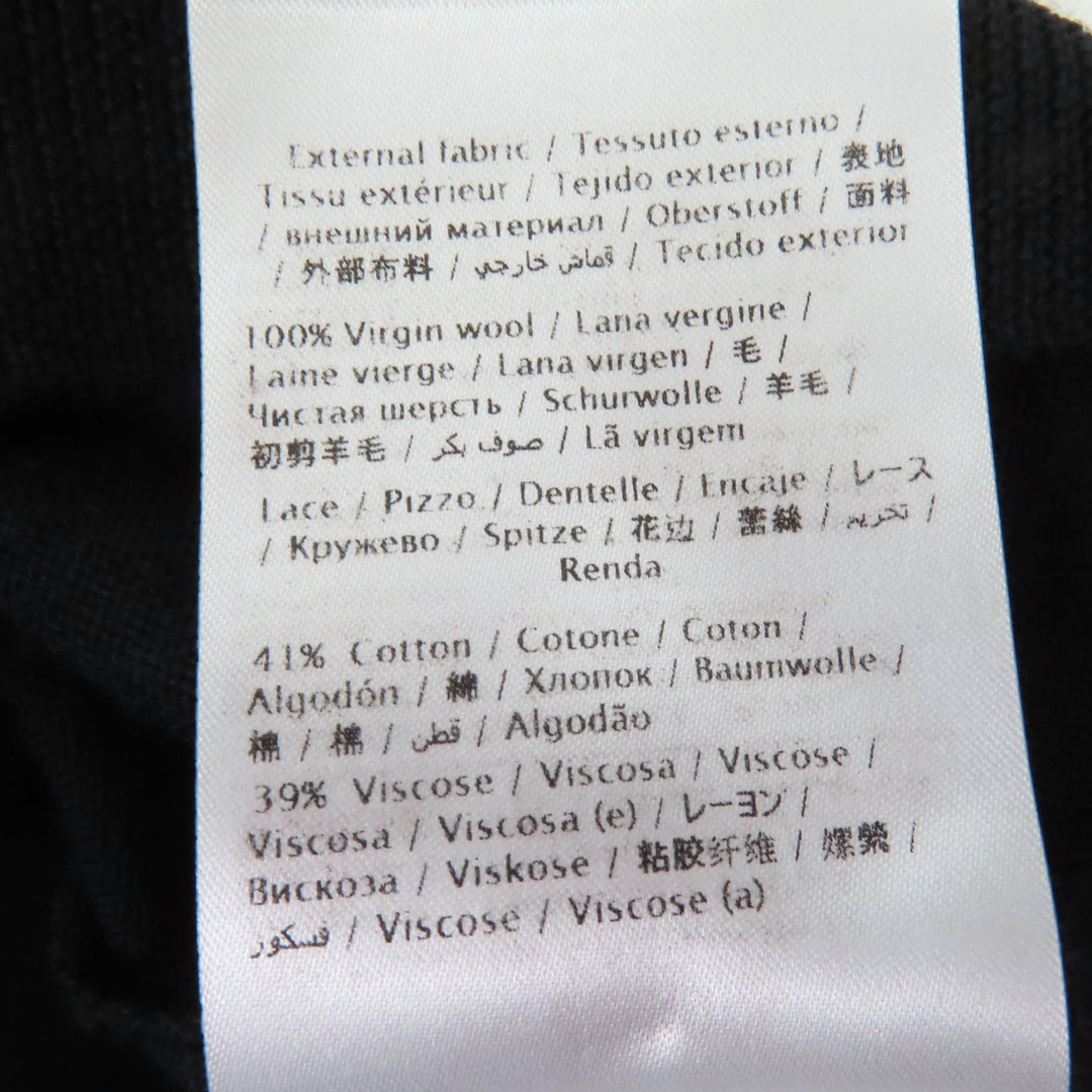 美品☆VALENTINO ヴァレンティノ QB2KC30M44A ウール コットン レース切替 ニット トップス ブラック S イタリア製 正規品 レディース
