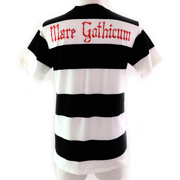 極美品△GUCCI グッチ 422730 Mare Gothicum フラワー スタッズ ボーダー柄 クルーネック 半袖Ｔシャツ ブラック ホワイト M 伊製 正規品