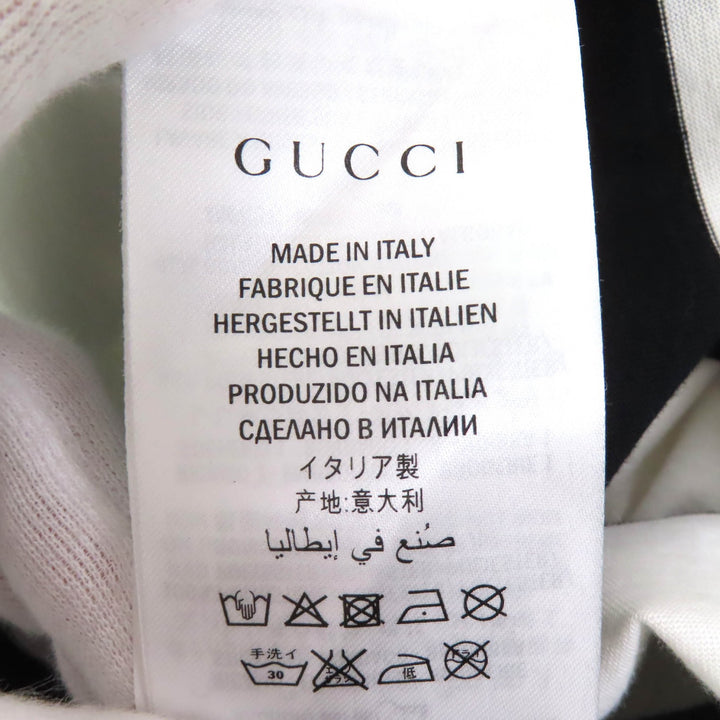 極美品△GUCCI グッチ 422730 Mare Gothicum フラワー スタッズ ボーダー柄 クルーネック 半袖Ｔシャツ ブラック ホワイト M 伊製 正規品