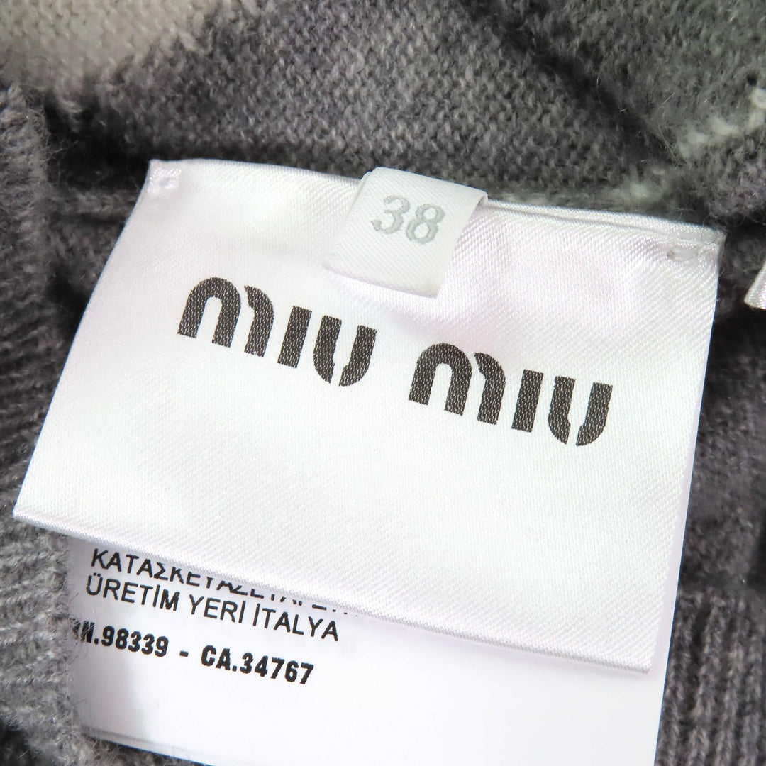 極美品△MIUMIU ミュウミュウ 2023年製 MMV106 カシミヤ100％ ロゴ アーガイル柄 Vネック ニット ベスト グレー系 38 イタリア製 正規品