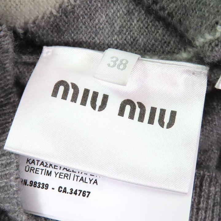 極美品△MIUMIU ミュウミュウ 2023年製 MMV106 カシミヤ100％ ロゴ アーガイル柄 Vネック ニット ベスト グレー系 38 イタリア製 正規品