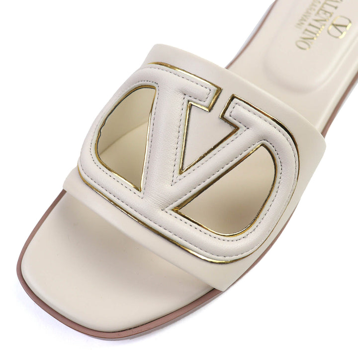 未使用品△Valentino Garavani ヴァレンティノガラヴァーニ 4W2S0IB0 Vロゴ カットアウト レザー スライドサンダル 35 伊製 定価121000円
