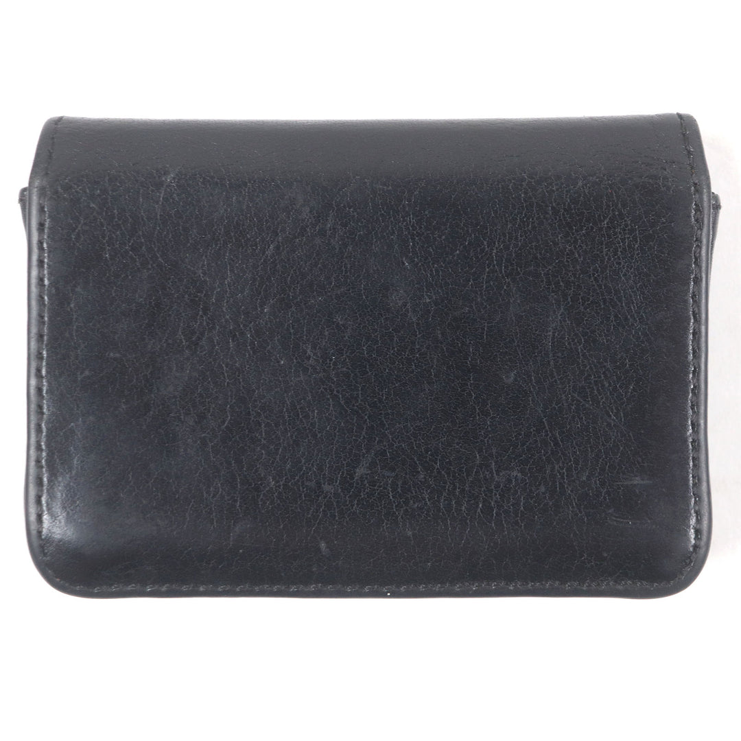 良品□CHROME HEARTS クロムハーツ レザー スクロールラベル ロゴシルバー金具 3ポケット 名刺入れ カードケース ブラック メンズ
