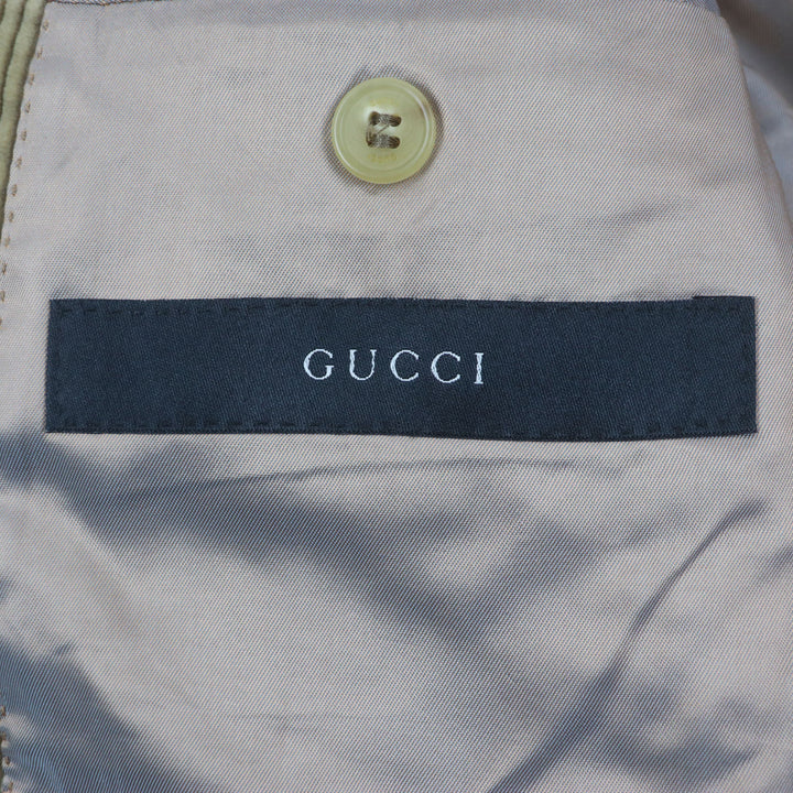 美品▼GUCCI グッチ トムフォード期 ロゴ入りボタン コーデュロイ シングルジャケット テーラードジャケット ベージュ 50 メンズ