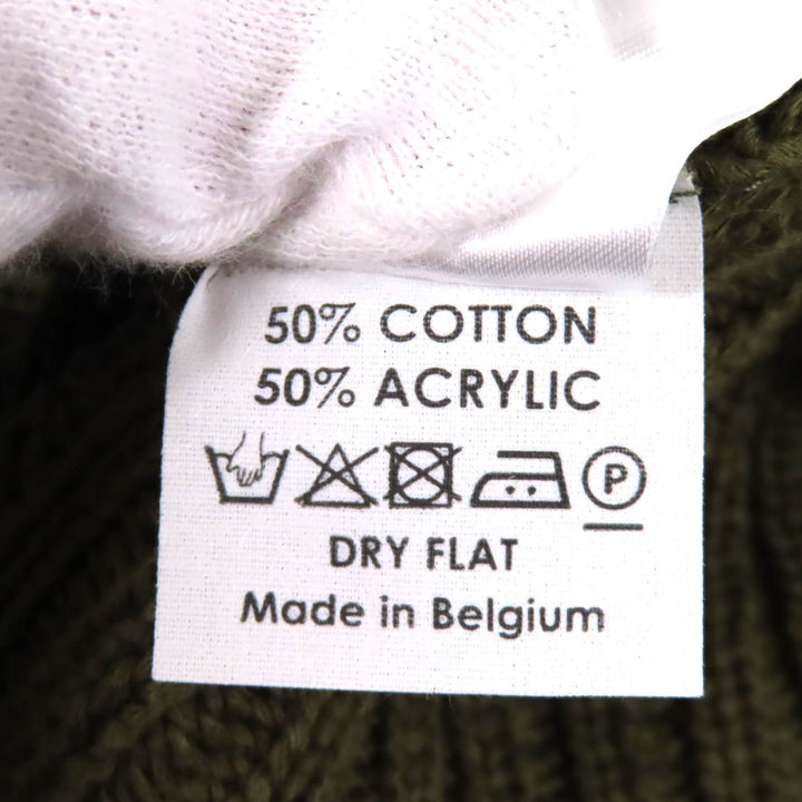 美品★DRIES VAN NOTEN ドリスヴァンノッテン コットン混 鍵編み クルーネック 長袖 ニット トップス カーキ S 正規品 レディース