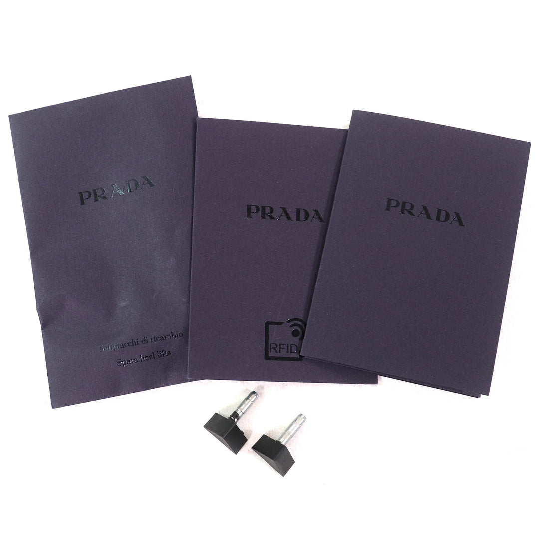 未使用品△PRADA プラダ 1I890M トライアングルロゴ ストラップ レザー パンプス ROSSO BIANCO 37.5 箱・保存袋付 イタリア製 レディース