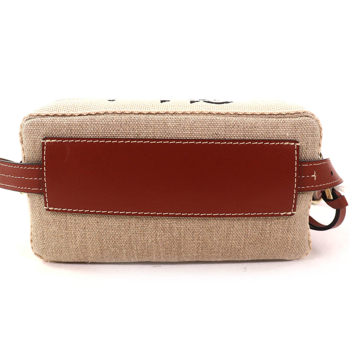 極美品△Chloe クロエ CHC23AS432L0627S WOODY レザー使い ロゴ ウエストポーチ クロスボディバッグ ショルダーバッグ ベージュ 伊製