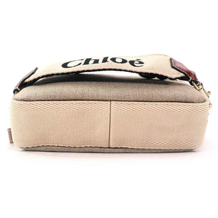 極美品△Chloe クロエ CHC23AS432L0627S WOODY レザー使い ロゴ ウエストポーチ クロスボディバッグ ショルダーバッグ ベージュ 伊製