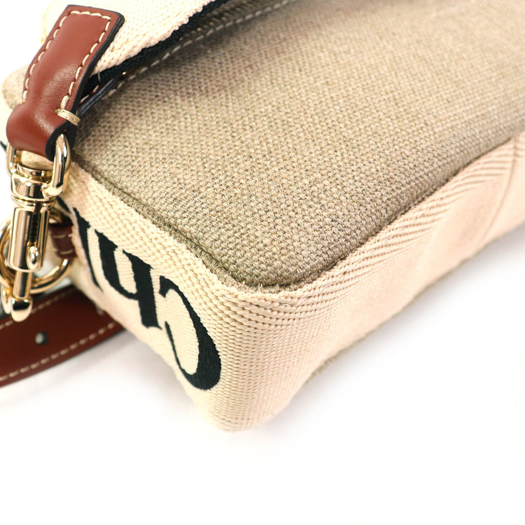 極美品△Chloe クロエ CHC23AS432L0627S WOODY レザー使い ロゴ ウエストポーチ クロスボディバッグ ショルダーバッグ ベージュ 伊製