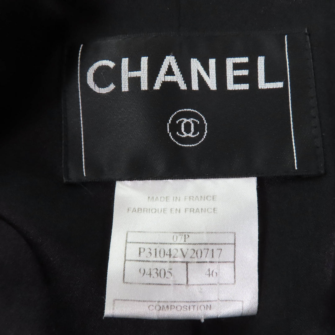 美品☆CHANEL シャネル ヴィンテージ 07P P31042V20717 ココマークボタン 4つポケット付 ジャケット ブラック 希少サイズ46 フランス製