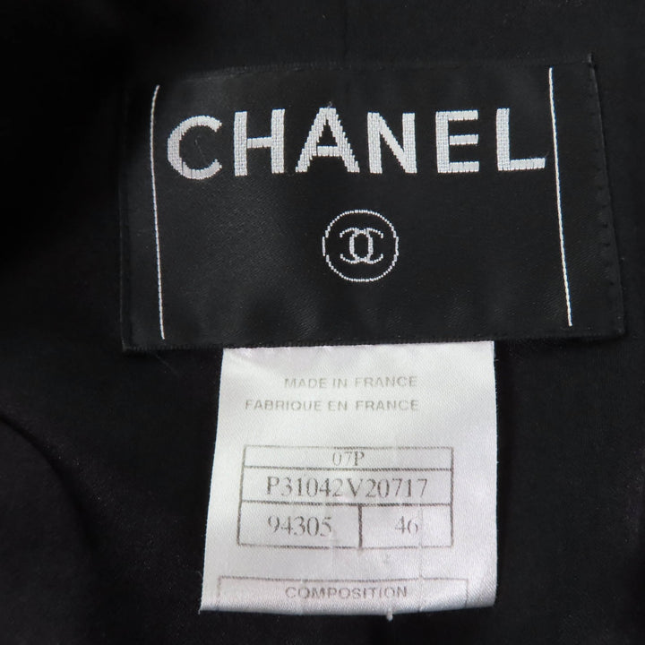 美品☆CHANEL シャネル ヴィンテージ 07P P31042V20717 ココマークボタン 4つポケット付 ジャケット ブラック 希少サイズ46 フランス製