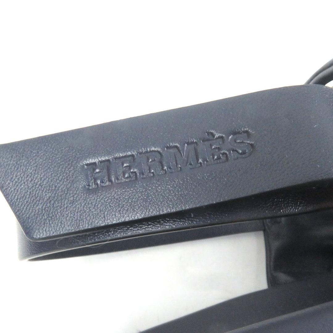 美品□HERMES エルメス 2023年製 エレクトリック レザー ストラップ サンダル 　ネイビー 42 箱・保存袋付き イタリア製 メンズ オススメ