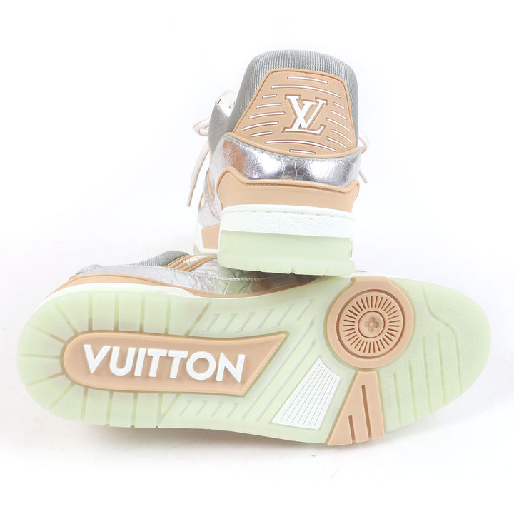 未使用品□LOUIS VUITTON ルイヴィトン 2021年製 LV トレイナーライン レザー メタリック ローカットスニーカー シルバー 9 イタリア製