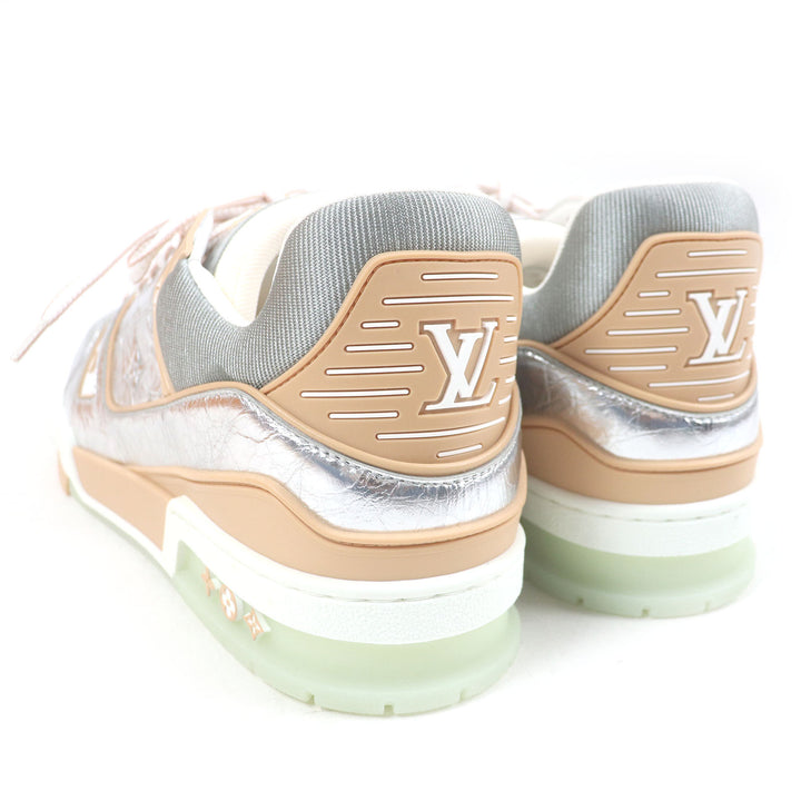 未使用品□LOUIS VUITTON ルイヴィトン 2021年製 LV トレイナーライン レザー メタリック ローカットスニーカー シルバー 9 イタリア製