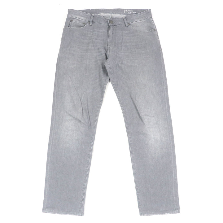 極美品□PT TORINO ピーティー トリノ SWING レザーロゴパッチ ジーンズ ジーパン デニムパンツ グレー 34 正規品 メンズオススメ◎
