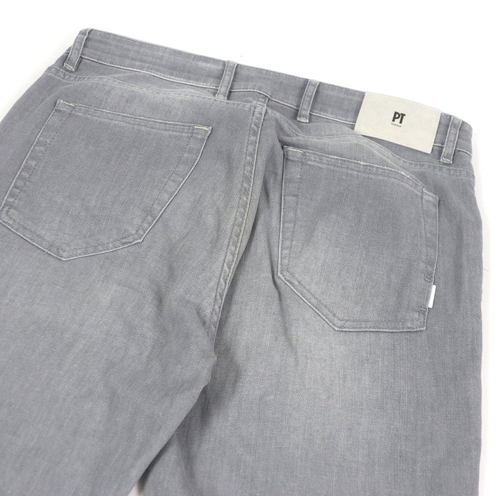 極美品□PT TORINO ピーティー トリノ SWING レザーロゴパッチ ジーンズ ジーパン デニムパンツ グレー 34 正規品 メンズオススメ◎