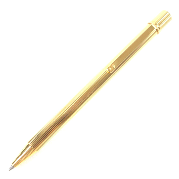 極美品▼Cartier カルティエ マスト ドゥ カルティエ ストライプ柄 ツイスト式 ボールペン ゴールド フランス製 メンズ 筆記確認済み