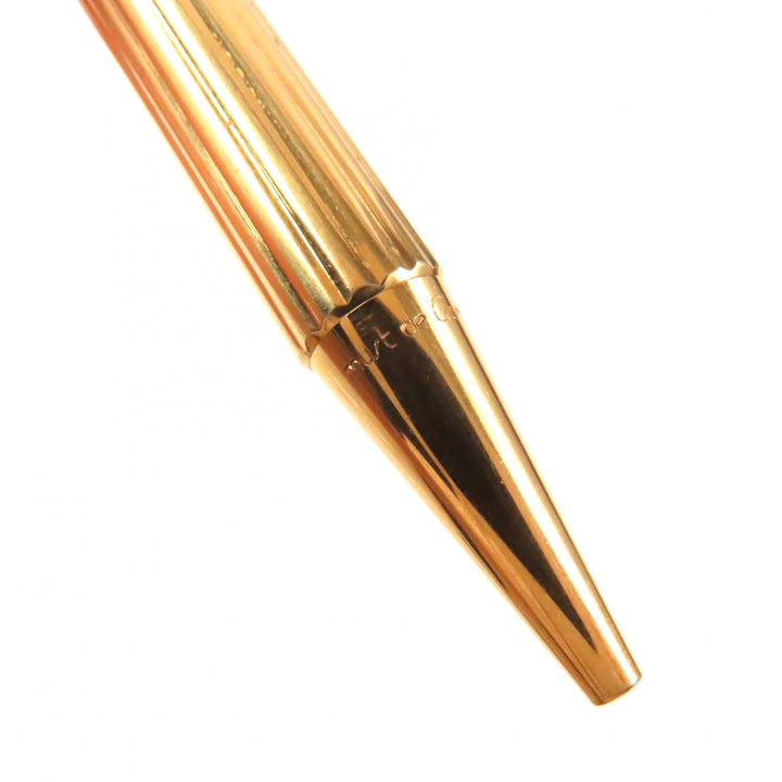良品▼Cartier カルティエ トリニティ ストライプ柄 ロゴ刻印入り ツイスト式 ボールペン ゴールド フランス製 メンズ 筆記確認済み