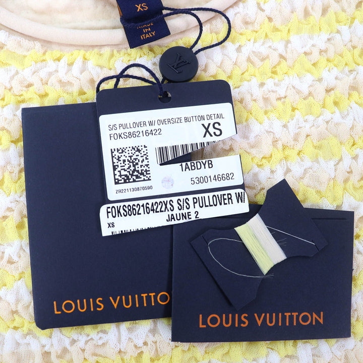 未使用品△LOUIS VUITTON ルイヴィトン 23SS クリンクル 半袖 ニット トップス イエロー系 XS イタリア製 正規品 レディース