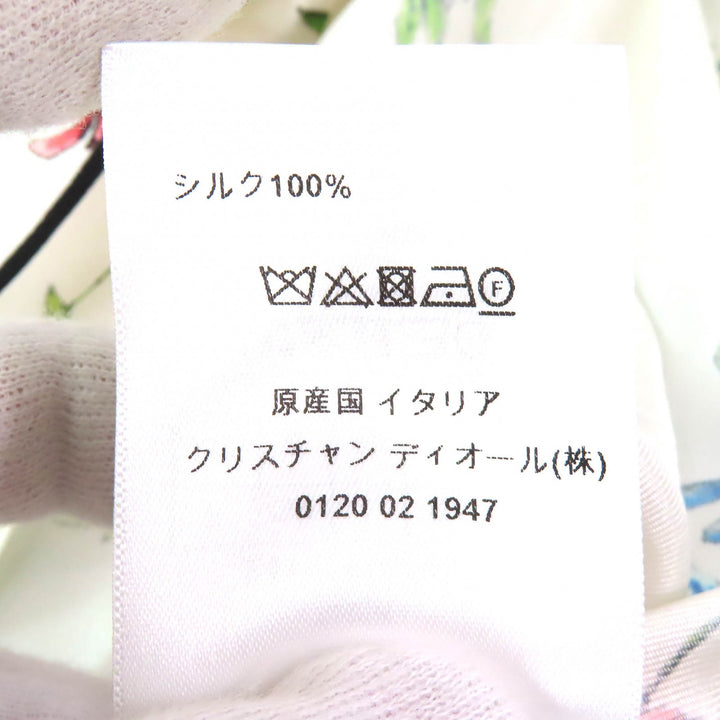 未使用品△Christian Dior クリスチャンディオール 23AW 241V29A6845 シルク100% 花柄 ロゴボタン 半袖シャツ 白 マルチカラー 40 正規品