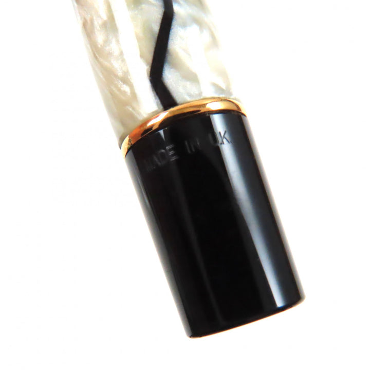 極美品▼PARKER パーカー デュオ フィールド センテニアル 初期型(1980～1990年代) 18K Mニブ 万年筆 パールホワイト ブラック ゴールド