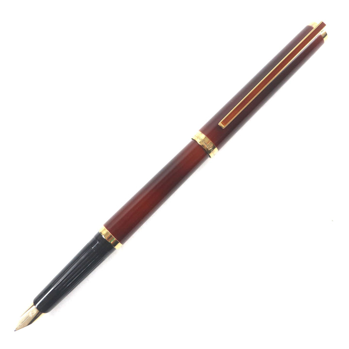 極美品▼Dupont デュポン 925 18K Mニブ マーブル柄 万年筆 ボルドー ゴールド ケース付き フランス製 総重量28.5g メンズ