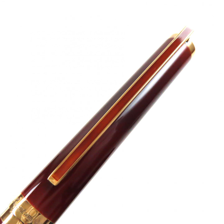 極美品▼Dupont デュポン 925 18K Mニブ マーブル柄 万年筆 ボルドー ゴールド ケース付き フランス製 総重量28.5g メンズ