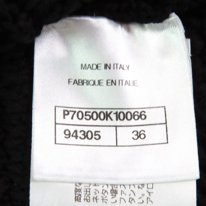 極美品△CHANEL シャネル 21P P70500 コットン100％ ココマークボタン クロップド ニット　カーディガン ブラック 36 正規品 レディース