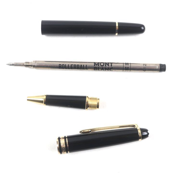 極美品▼MONTBLANC モンブラン マイスターシュテュック クラシック ホワイトスター キャップ式 ボールペン ブラック ゴールド 筆記確認済
