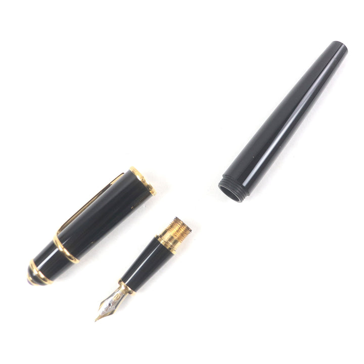 良品□Cartier カルティエ ディアボロ ドゥ カルティエ ペン先18K Mニブ キャップ式 万年筆 ブラック ゴールド フランス製 メンズ