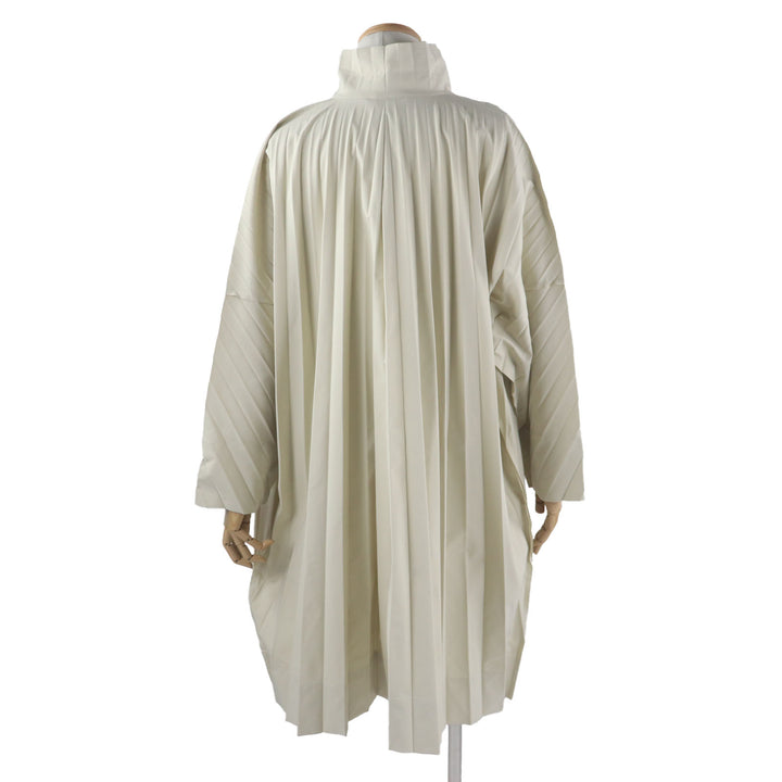 美品▼HOMME PLISSE ISSEY MIYAKE オム プリッセ イッセイミヤケ HP13FA305 プリーツ スタンドカラー コート ベージュ 1 正規品 メンズ