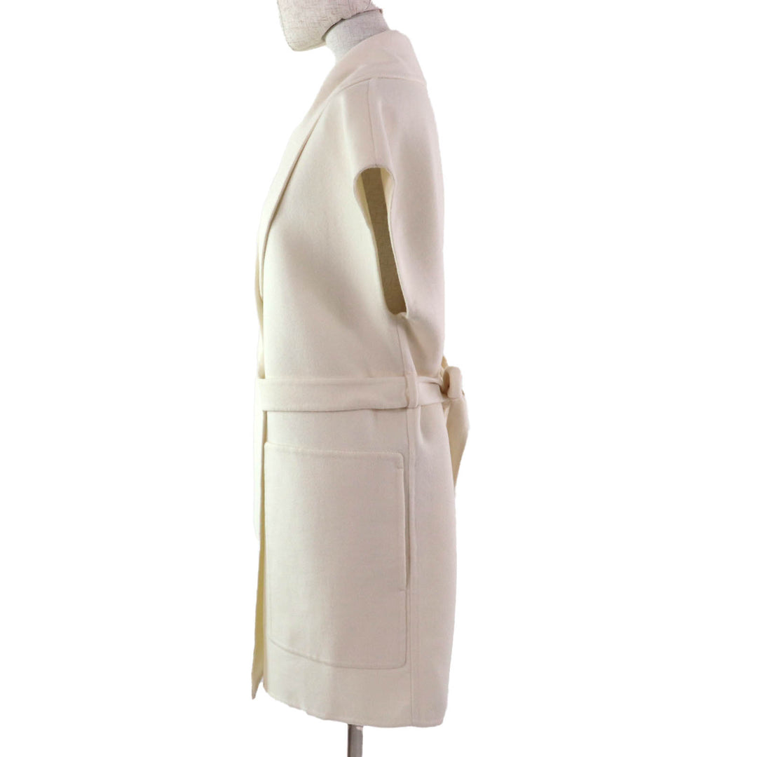 未使用品★HERMES エルメス 23AW 3H0141DA カシミヤ100％ レザー使い ベルトデザイン ロングジレ ベスト 36 ハンガー・ガーメント付