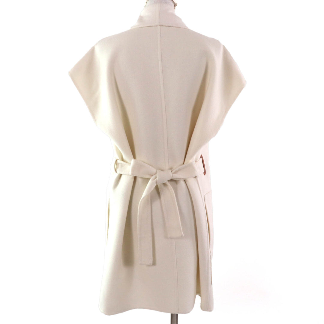 未使用品★HERMES エルメス 23AW 3H0141DA カシミヤ100％ レザー使い ベルトデザイン ロングジレ ベスト 36 ハンガー・ガーメント付