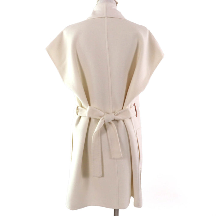 未使用品★HERMES エルメス 23AW 3H0141DA カシミヤ100％ レザー使い ベルトデザイン ロングジレ ベスト 36 ハンガー・ガーメント付