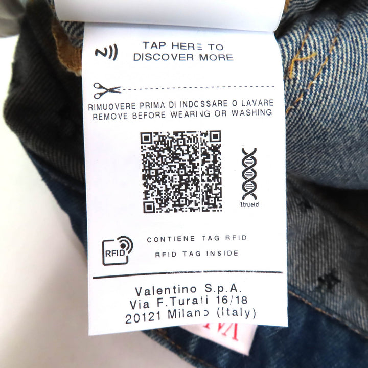 極美品★VALENTINO ヴァレンティノ XB3DD13R6UK コットン100％ フルーツ ビジュー付 デニム ショートパンツ インディゴ 36 伊製 正規品