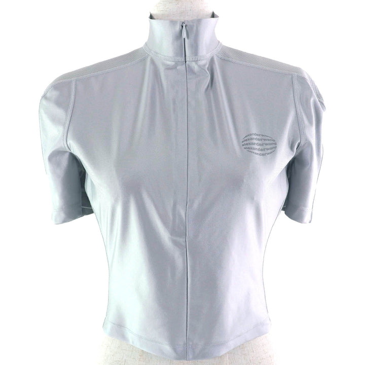 極美品△Alexander Wang アレキサンダーワン 1CC1231753 ハーフジップトップ 半袖 ラッシュガード トップス シルバーフォックス M